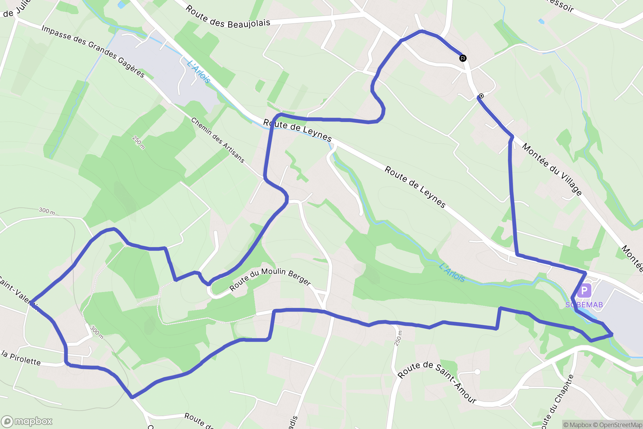 Chânes : carte du parcours de randonnée - France