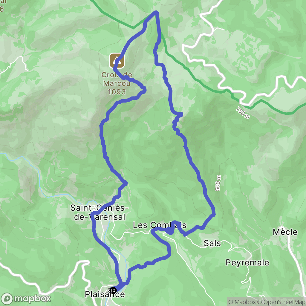 Saint-Geniès-de-Varensal : carte du parcours de randonnée - France