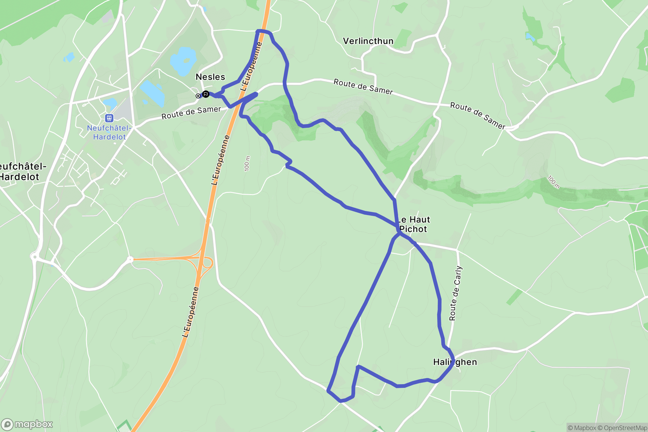 Nesles : carte du parcours de randonnée - France
