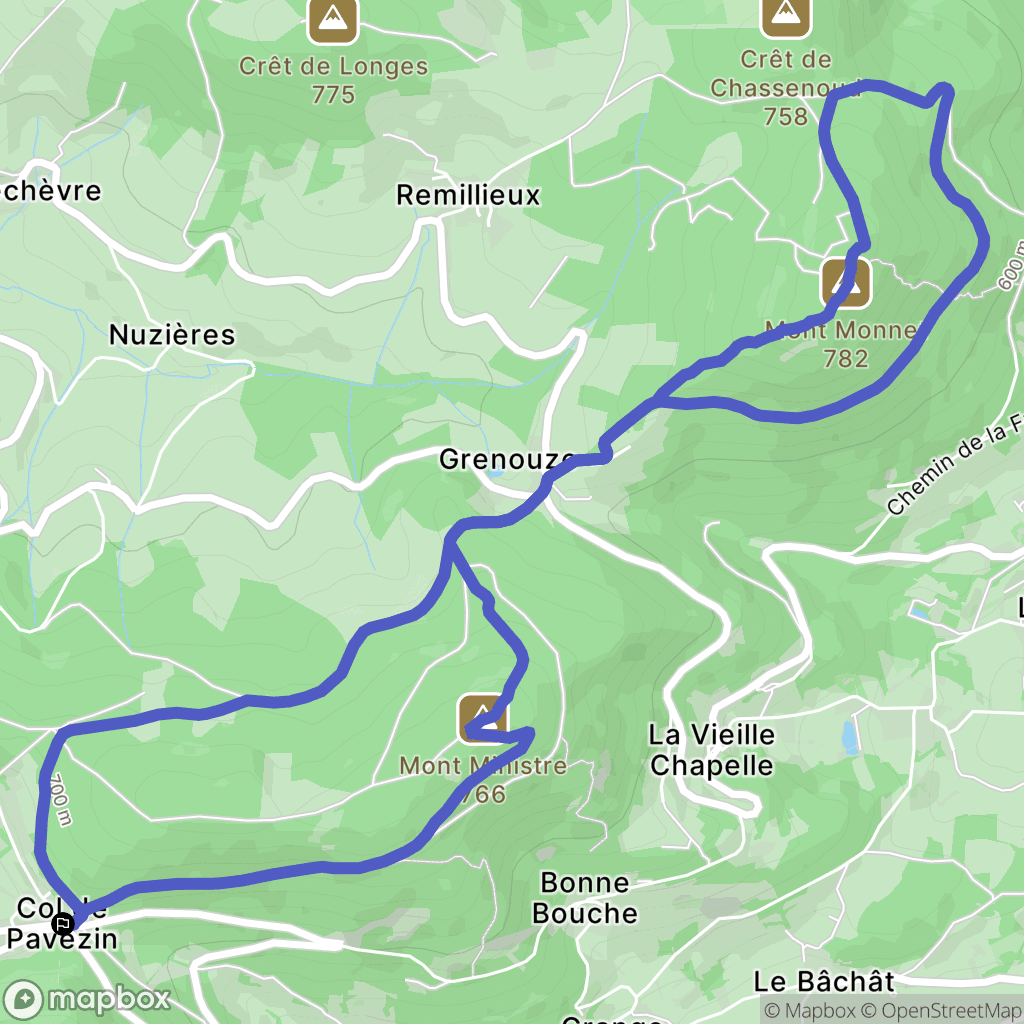 Chuyer : carte du parcours de randonnée - France
