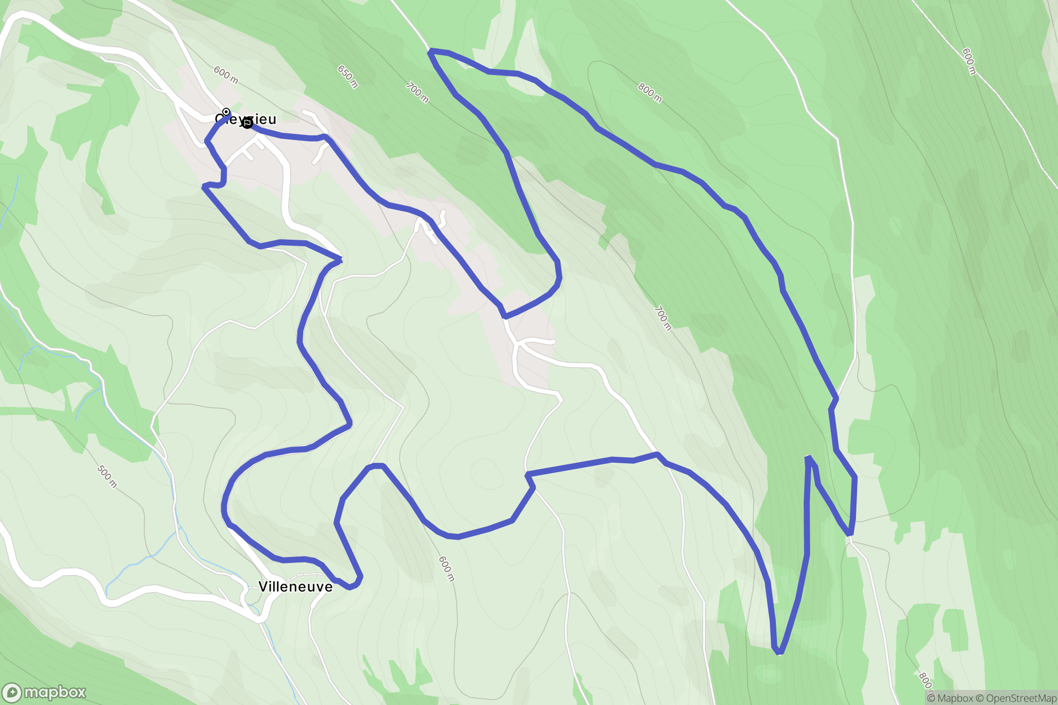 Cleyzieu : carte du parcours de randonnée - France