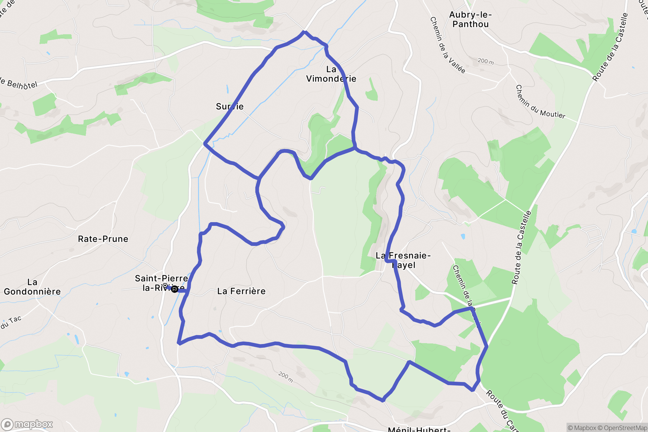 Gouffern en Auge : carte du parcours de randonnée - France
