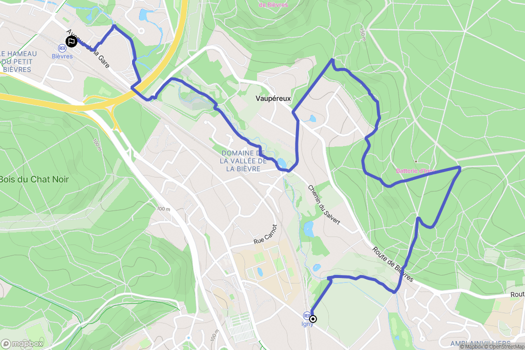Igny : carte du parcours de randonnée - France
