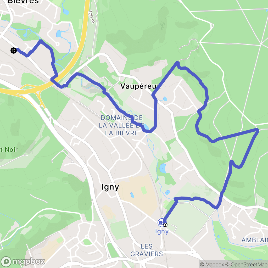 Igny : carte du parcours de randonnée - France
