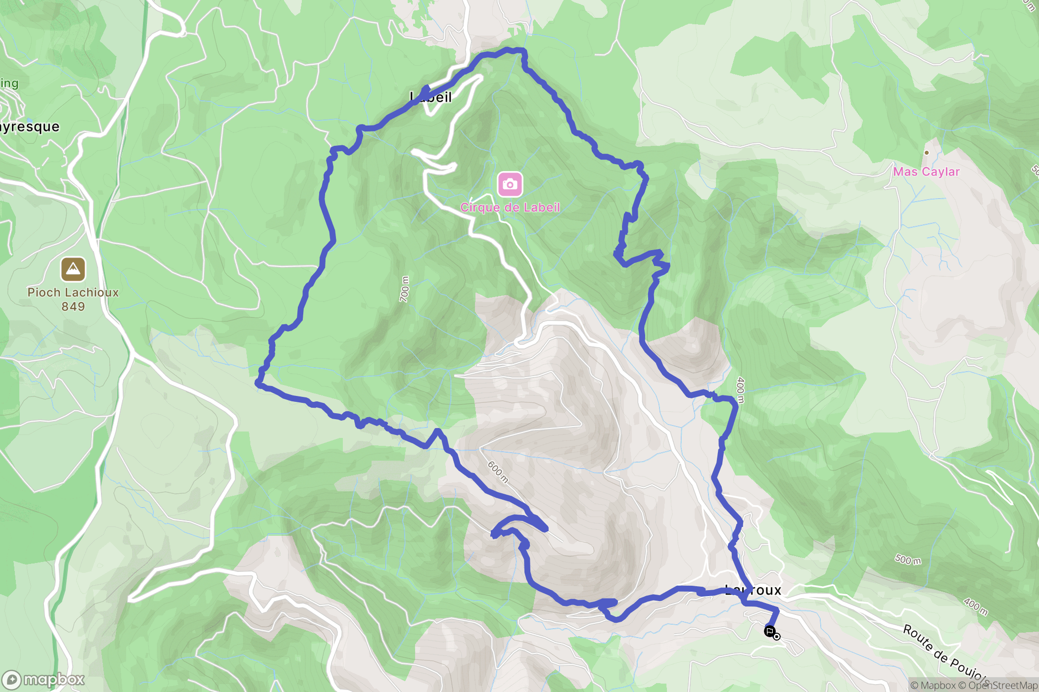 Lauroux : carte du parcours de randonnée - France