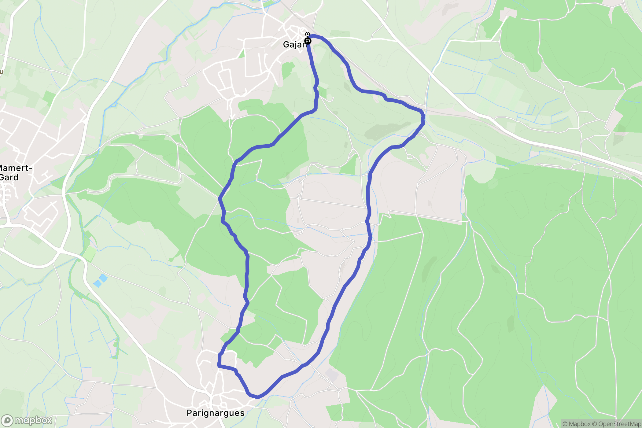 Gajan : carte du parcours de randonnée - France