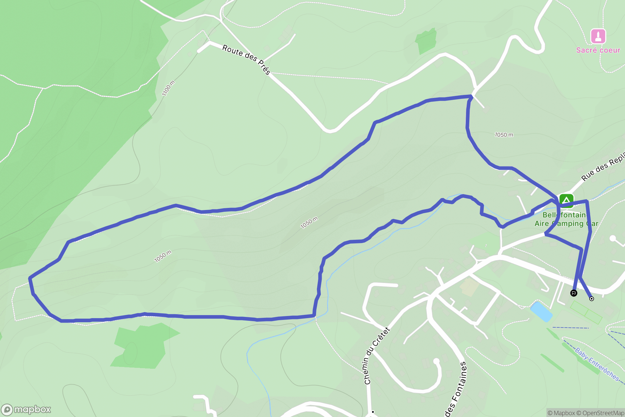 Bellefontaine : carte du parcours de randonnée - France