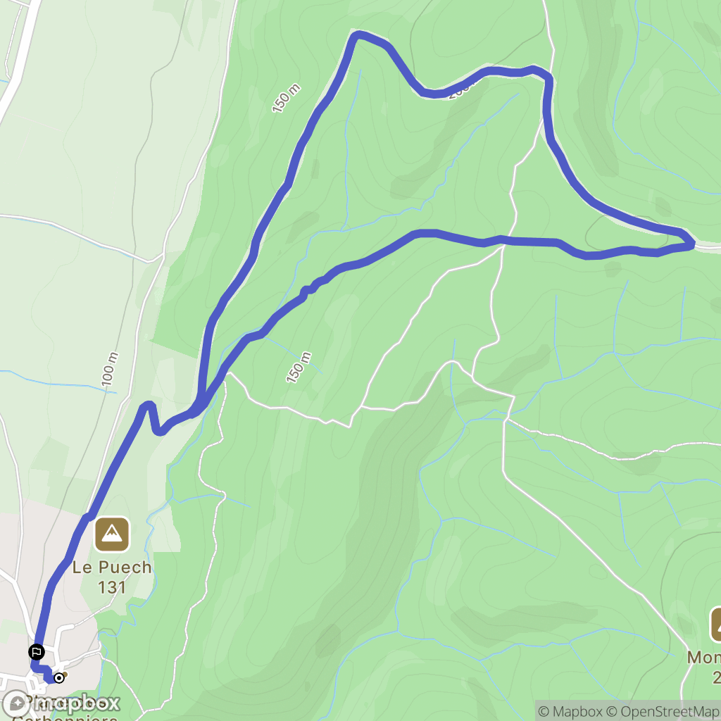 Crespian : carte du parcours de randonnée - France
