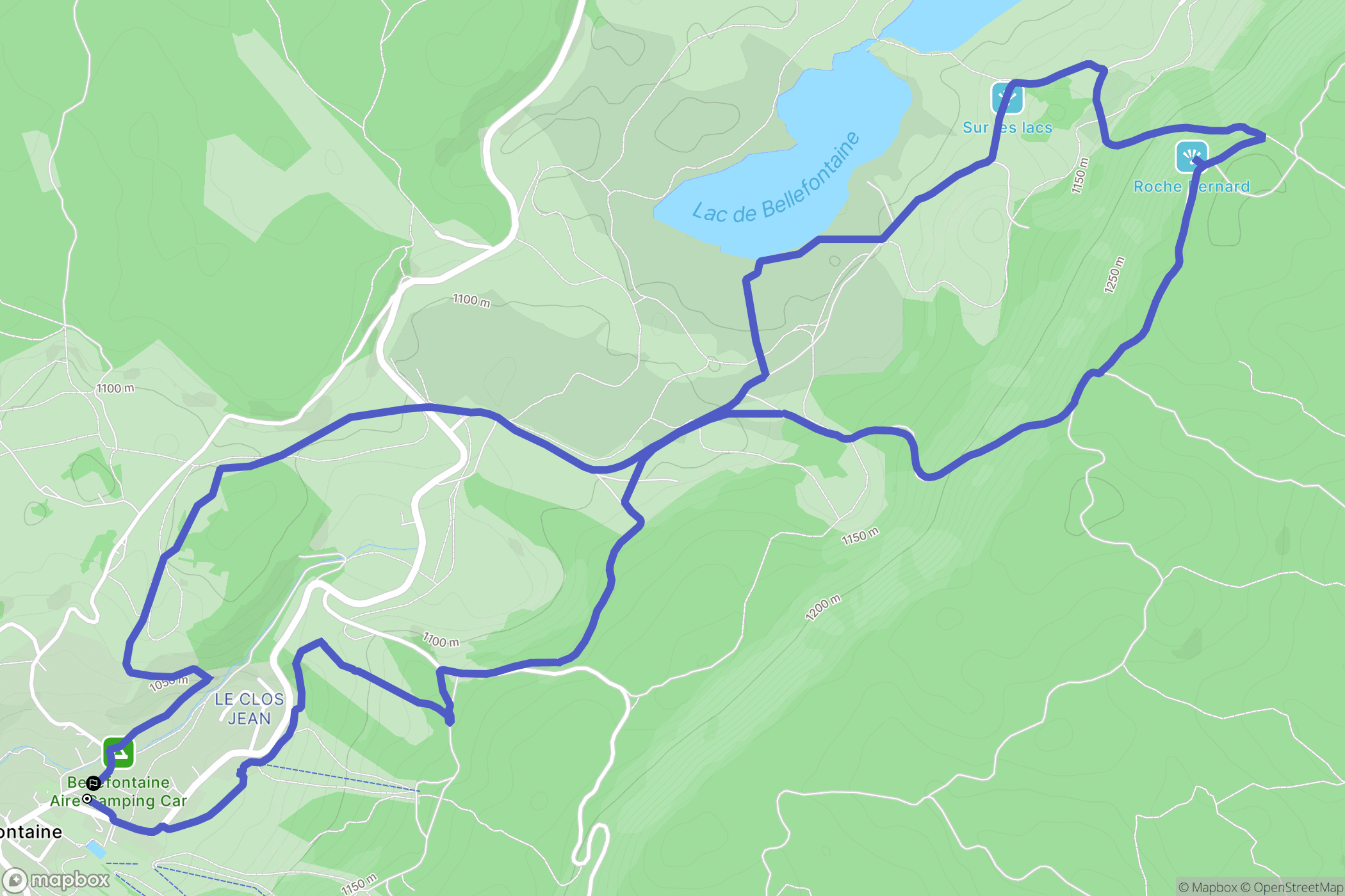 Bellefontaine : carte du parcours de randonnée - France