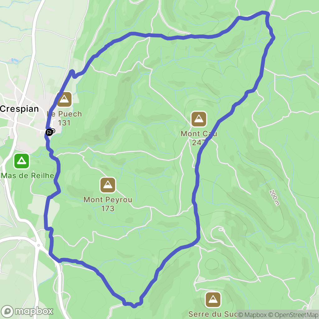 Crespian : carte du parcours de randonnée - France