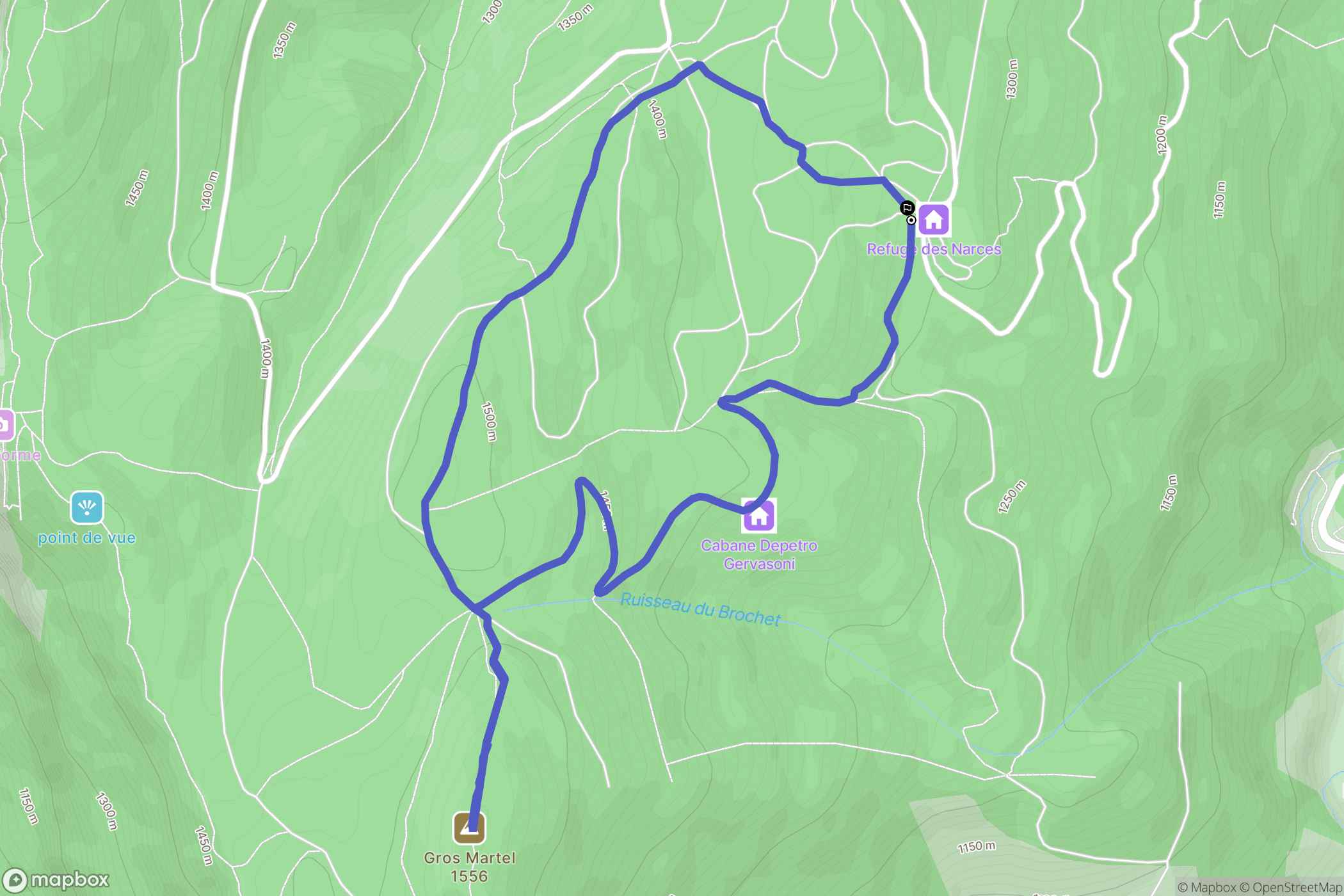 Autrans-Méaudre-en-Vercors : carte du parcours de randonnée - France