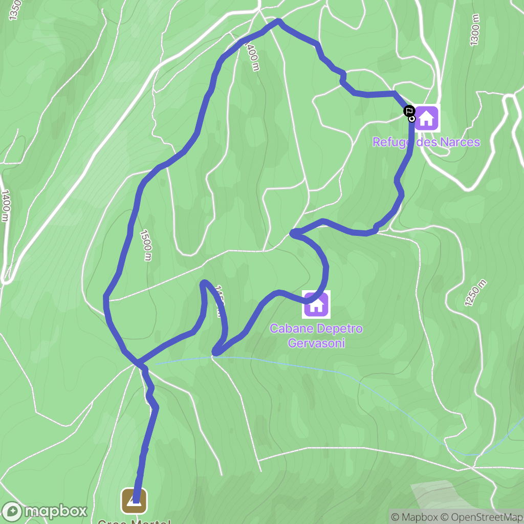 Autrans-Méaudre-en-Vercors : carte du parcours de randonnée - France