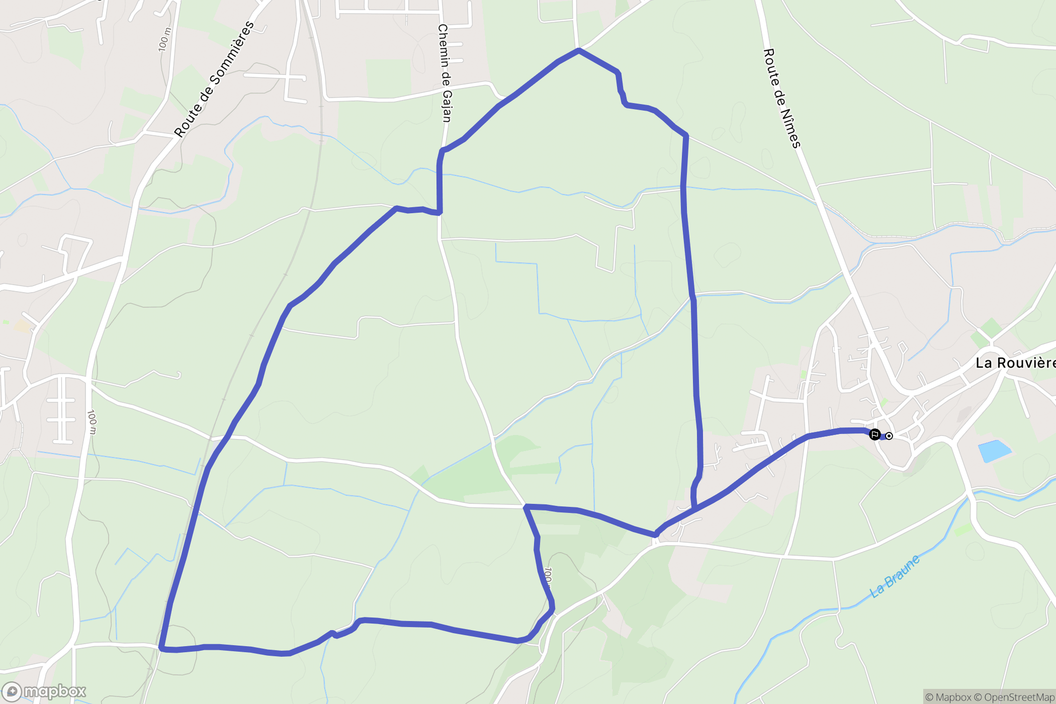 La Rouvière : carte du parcours de randonnée - France