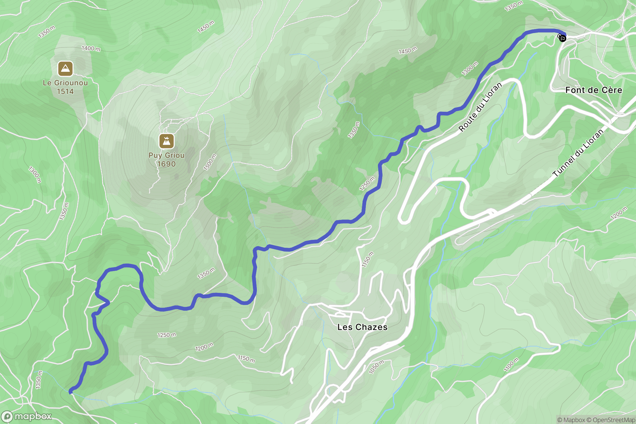 Saint-Jacques-des-Blats : carte du parcours de randonnée - France