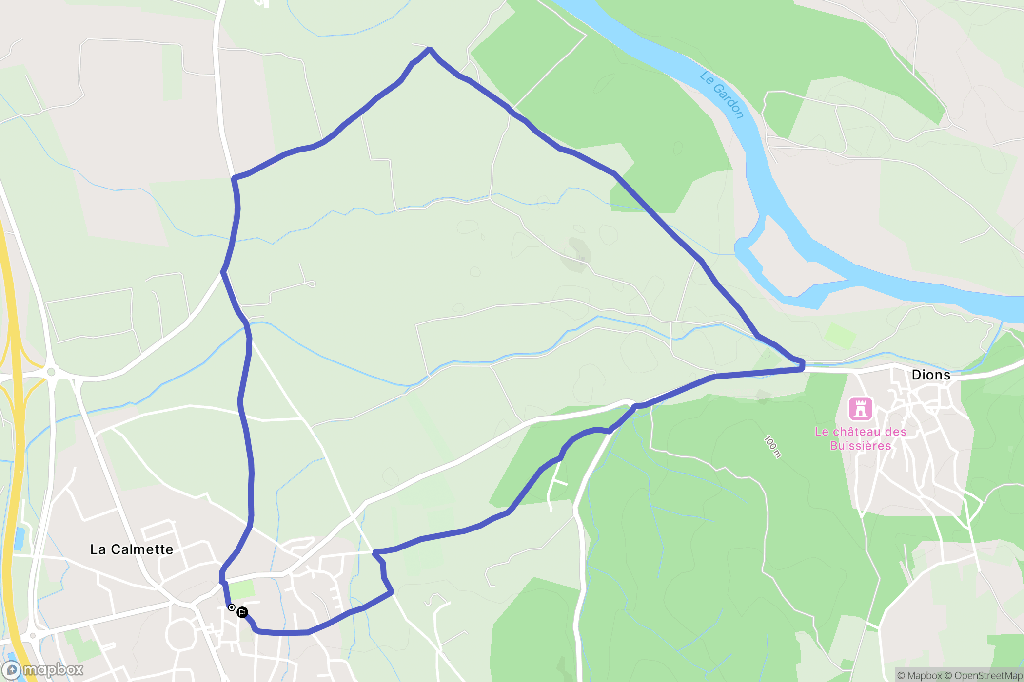 La Calmette : carte du parcours de randonnée - France
