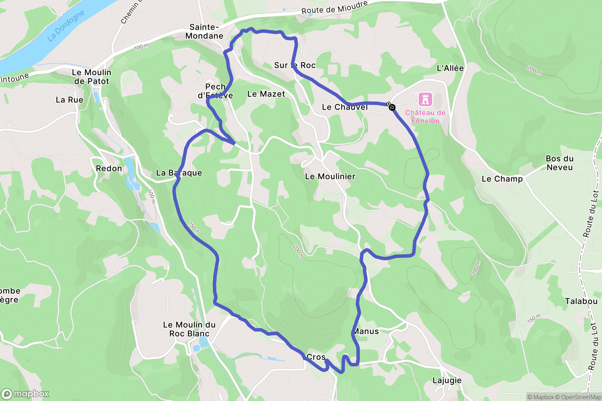 Sainte-Mondane : carte du parcours de randonnée - France