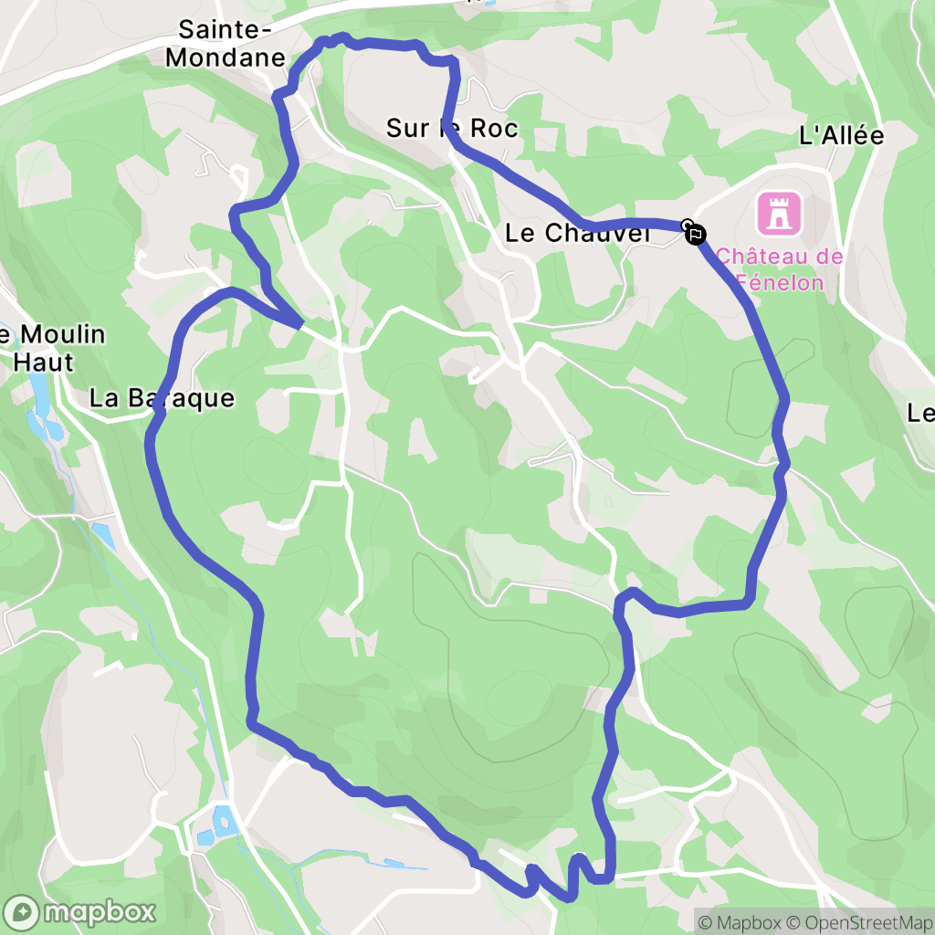Sainte-Mondane : carte du parcours de randonnée - France
