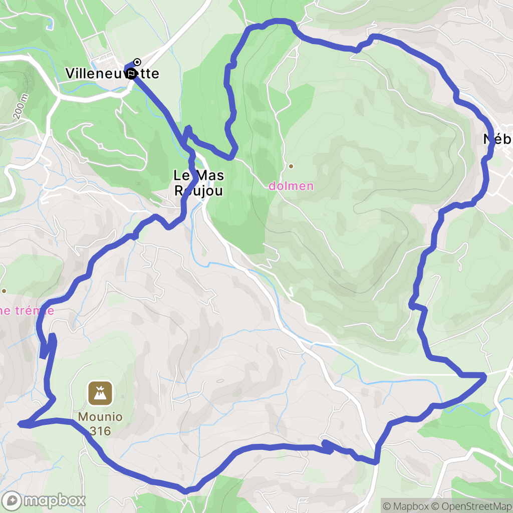Villeneuvette : carte du parcours de randonnée - France