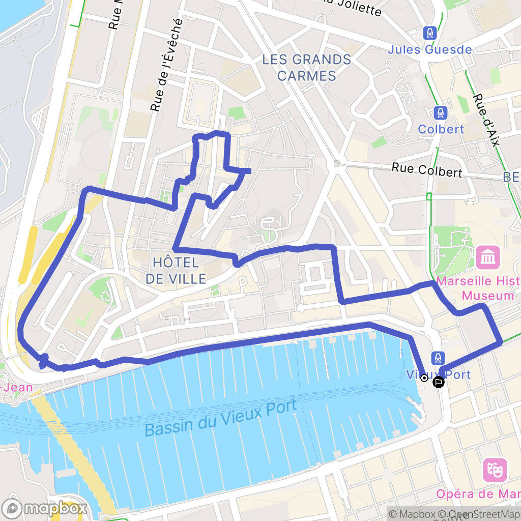 Marseille : carte du parcours de randonnée - France