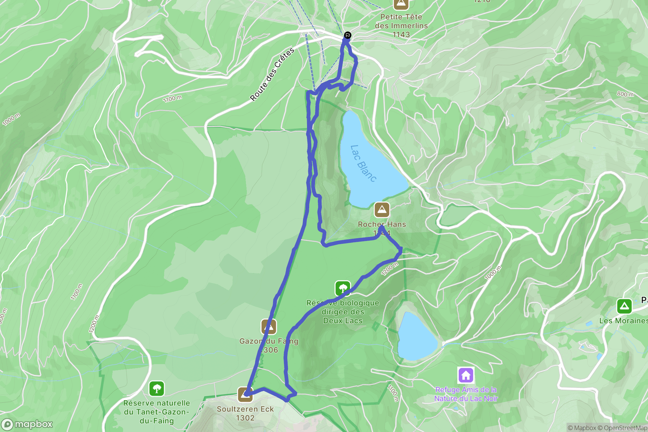 Le Bonhomme : carte du parcours de randonnée - France