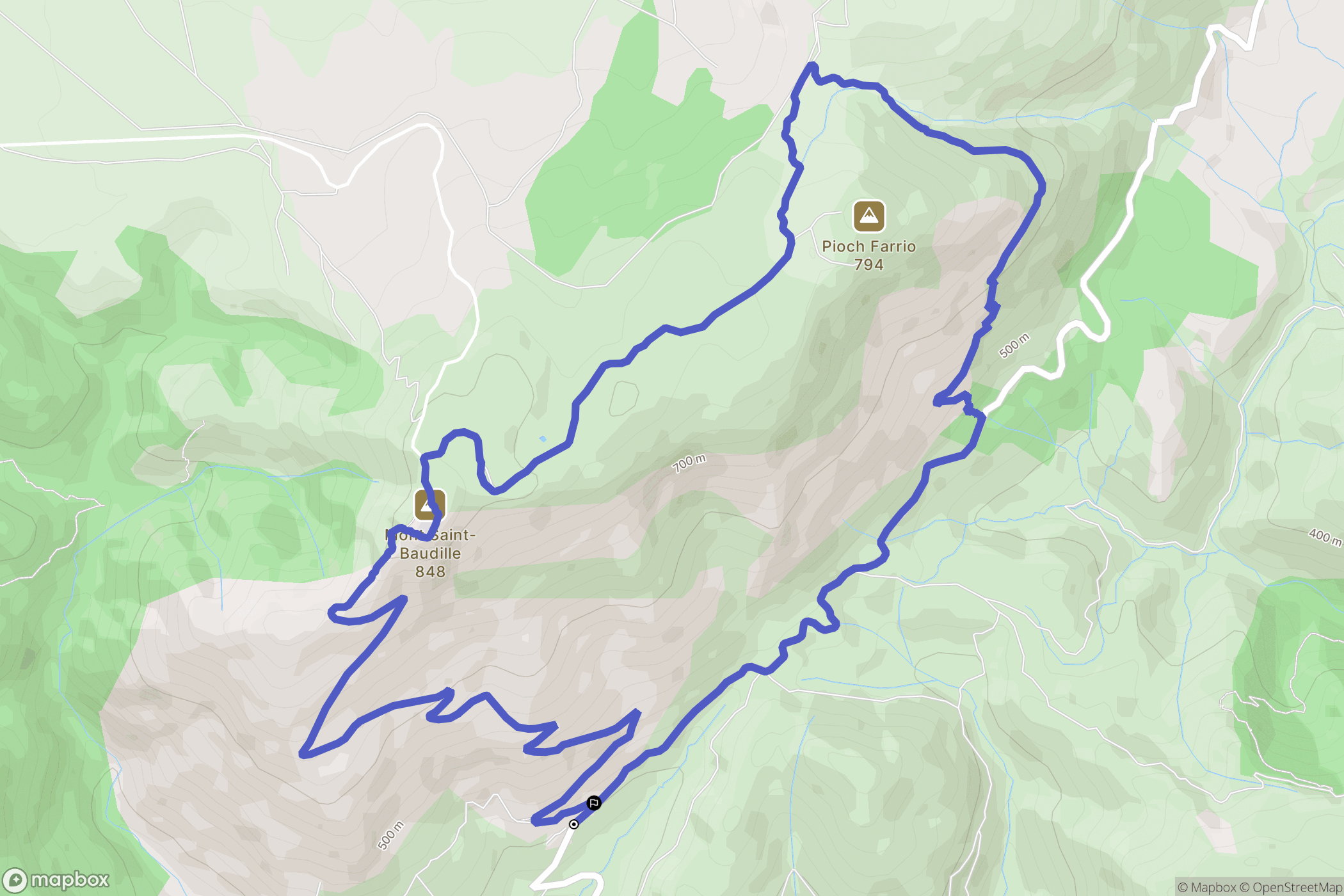 Montpeyroux : carte du parcours de randonnée - France