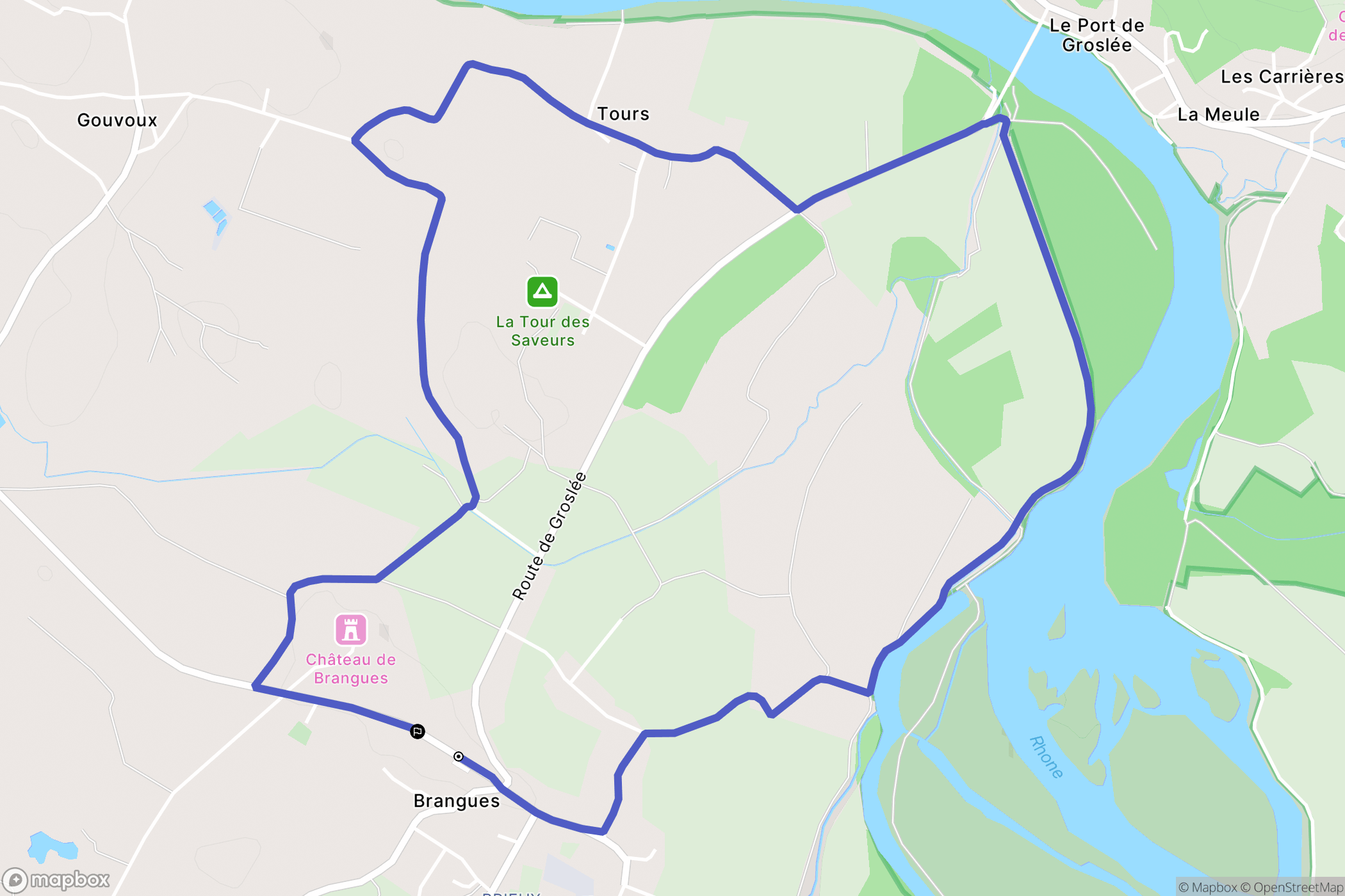 Brangues : carte du parcours de randonnée - France