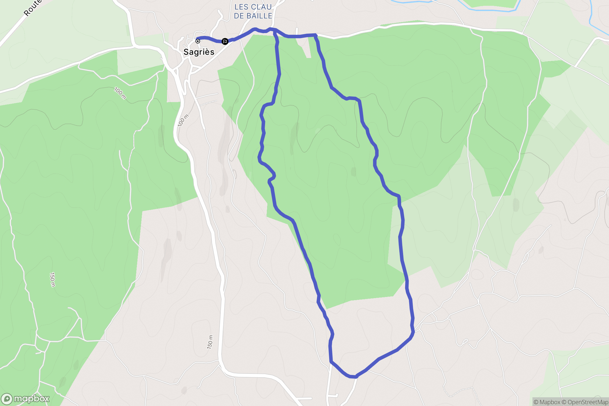 Sanilhac-Sagriès : carte du parcours de randonnée - France