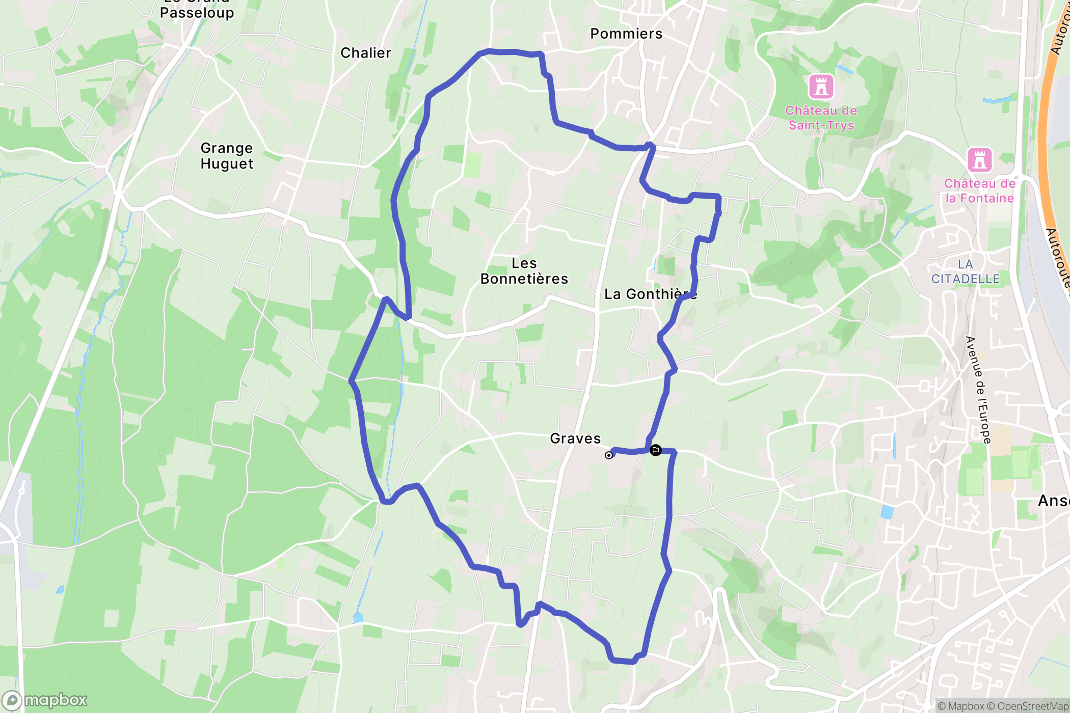 Anse : carte du parcours de randonnée - France