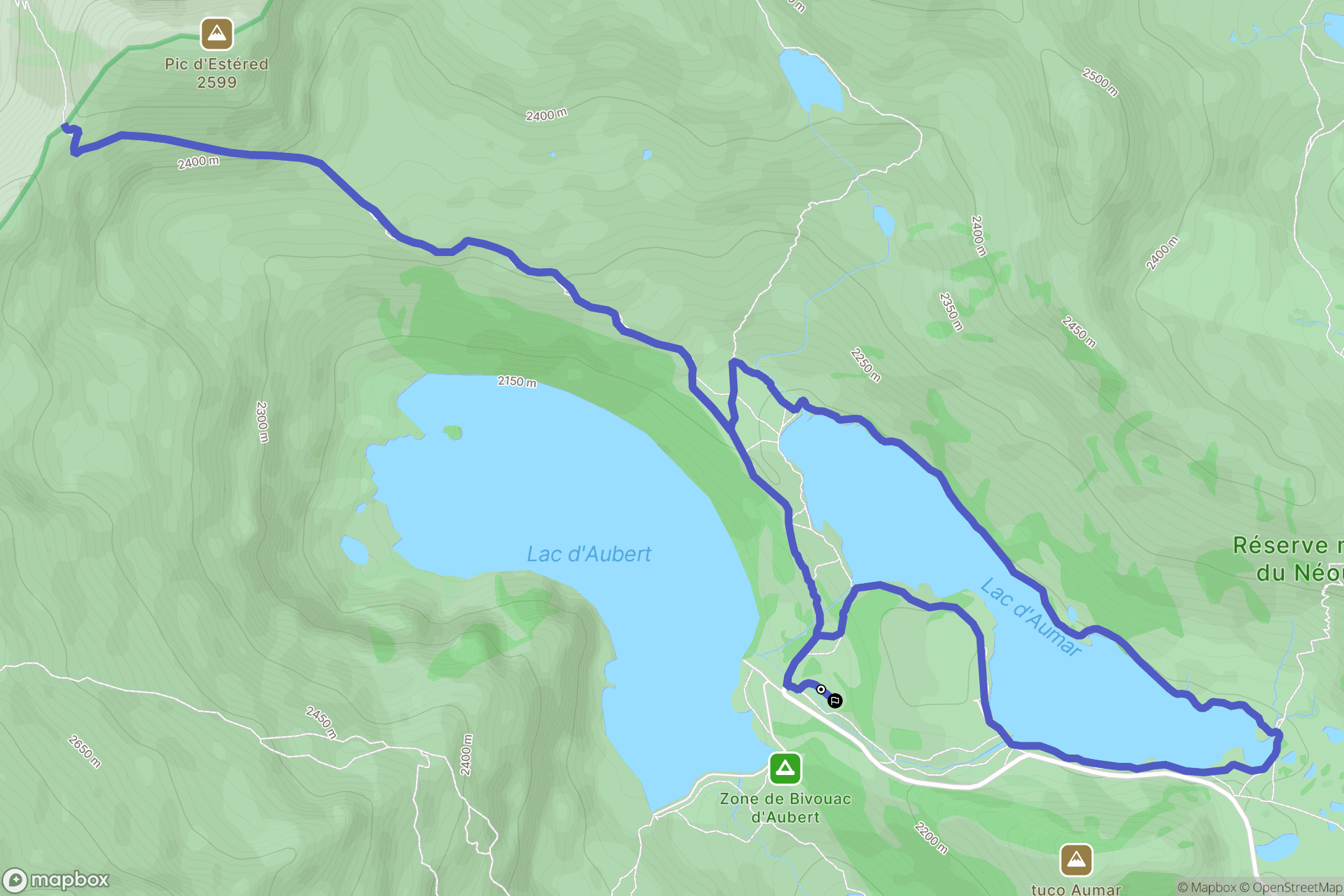 Aragnouet : carte du parcours de randonnée - France