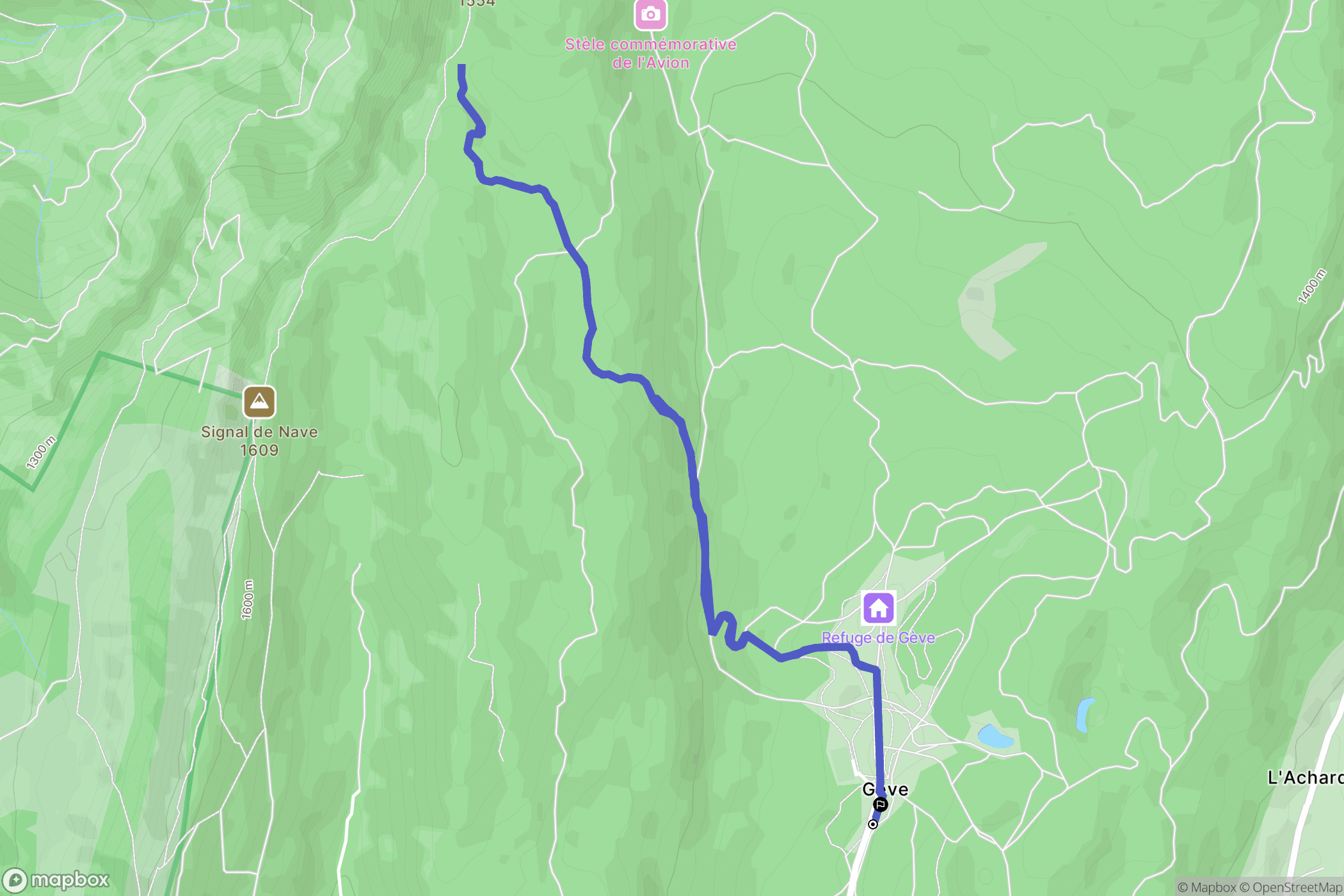 Autrans : carte du parcours de randonnée - France