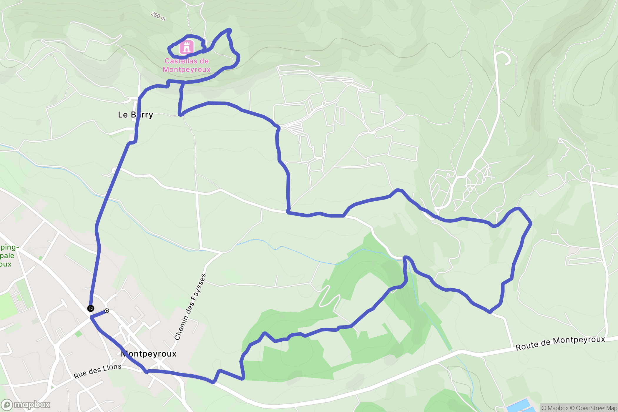 Montpeyroux : carte du parcours de randonnée - France