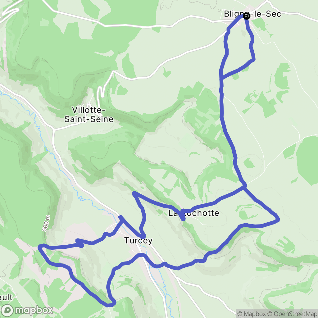 Bligny-le-Sec : carte du parcours de randonnée - France