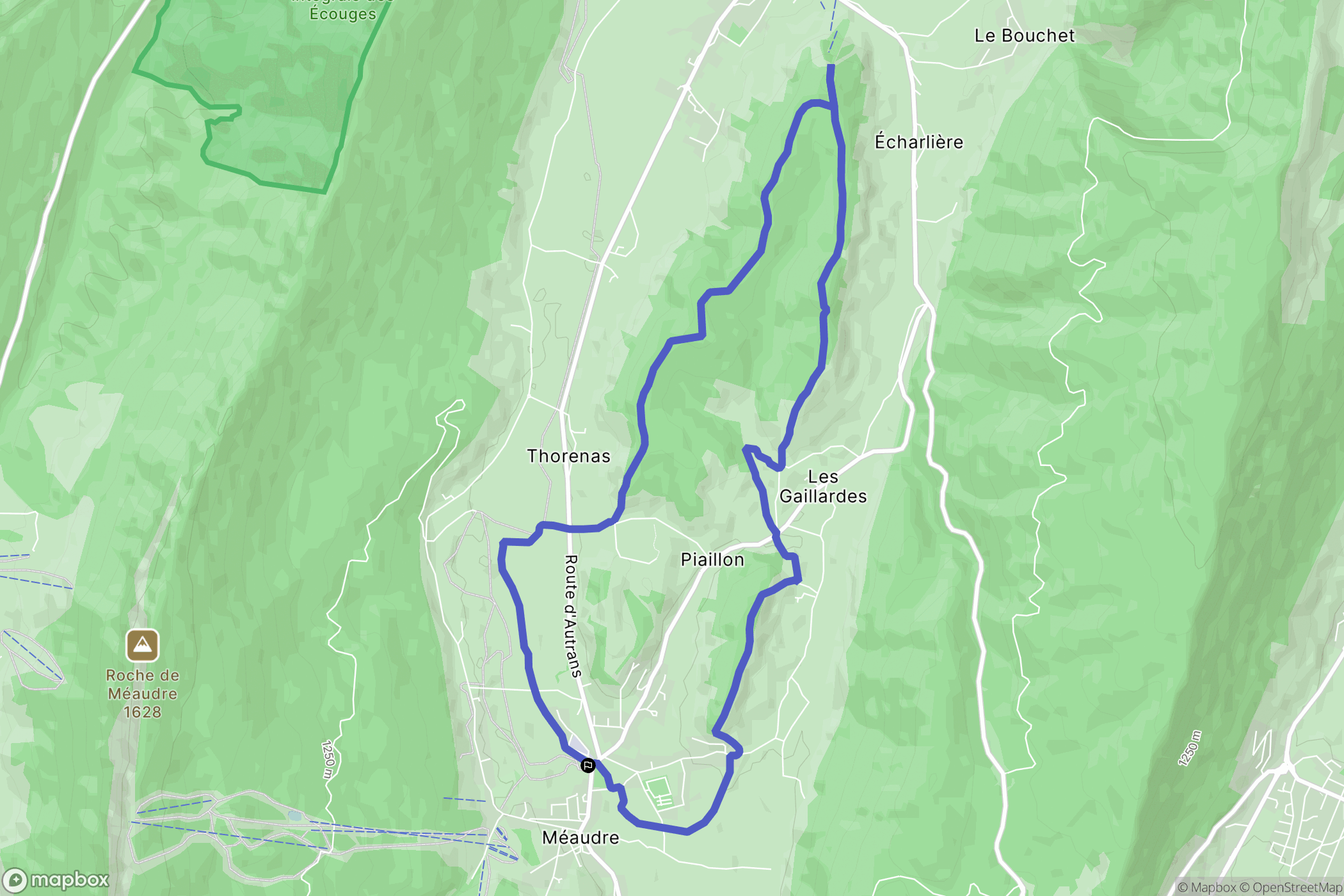 Méaudre : carte du parcours de randonnée - France
