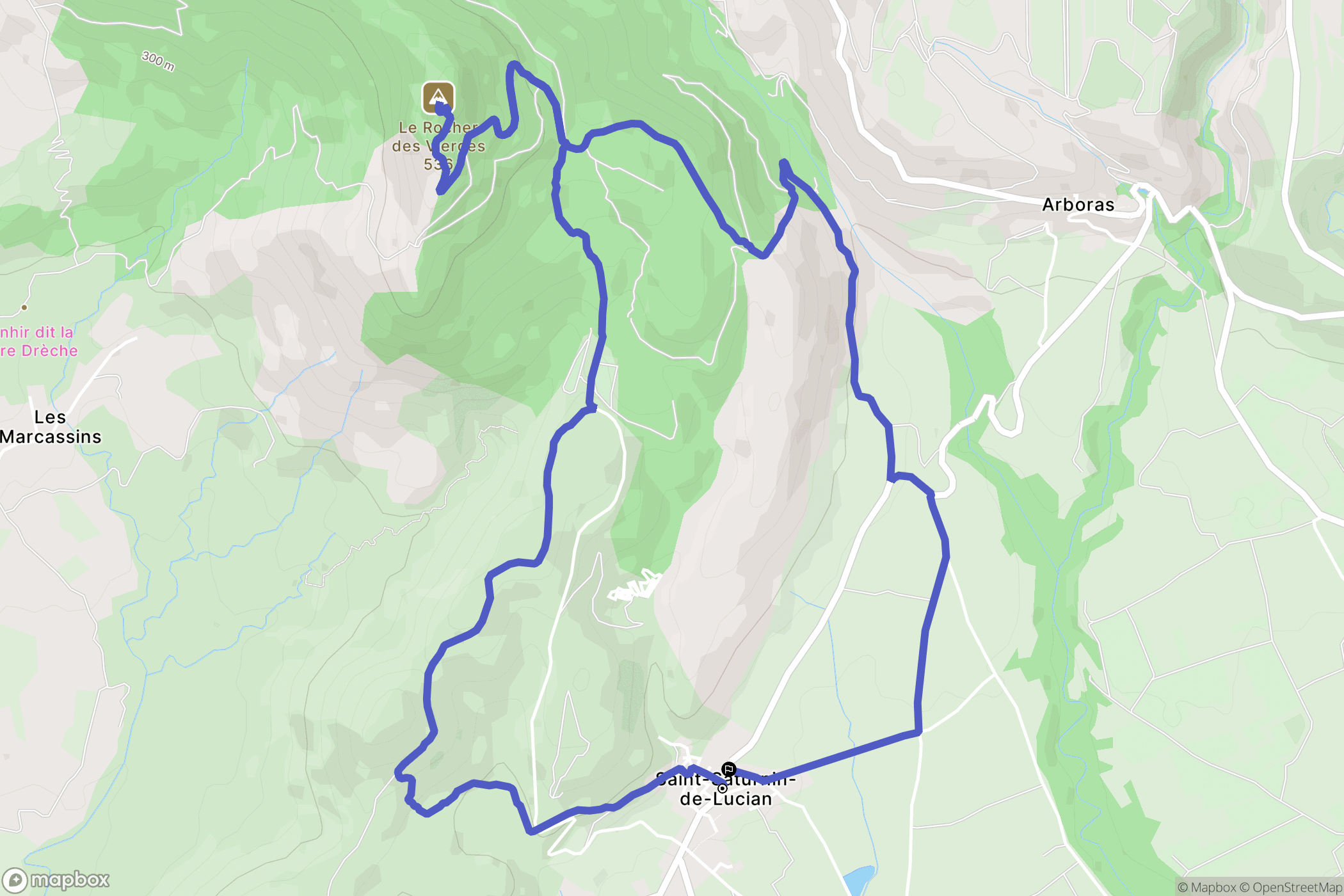 Saint-Saturnin-de-Lucian : carte du parcours de randonnée - France