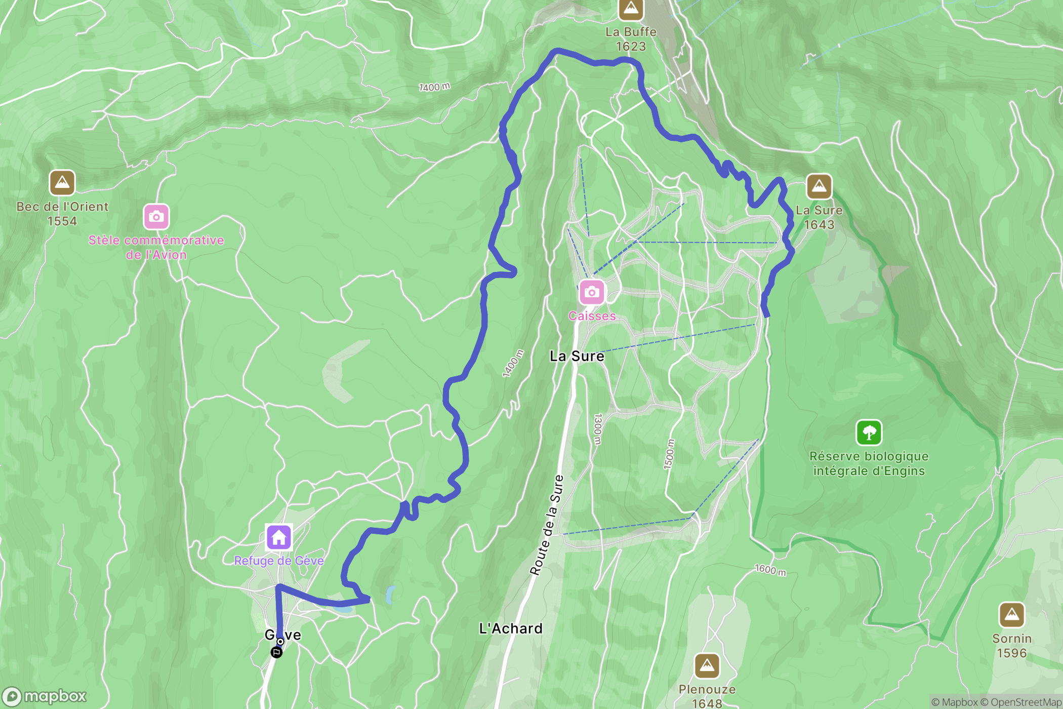 Autrans : carte du parcours de randonnée - France