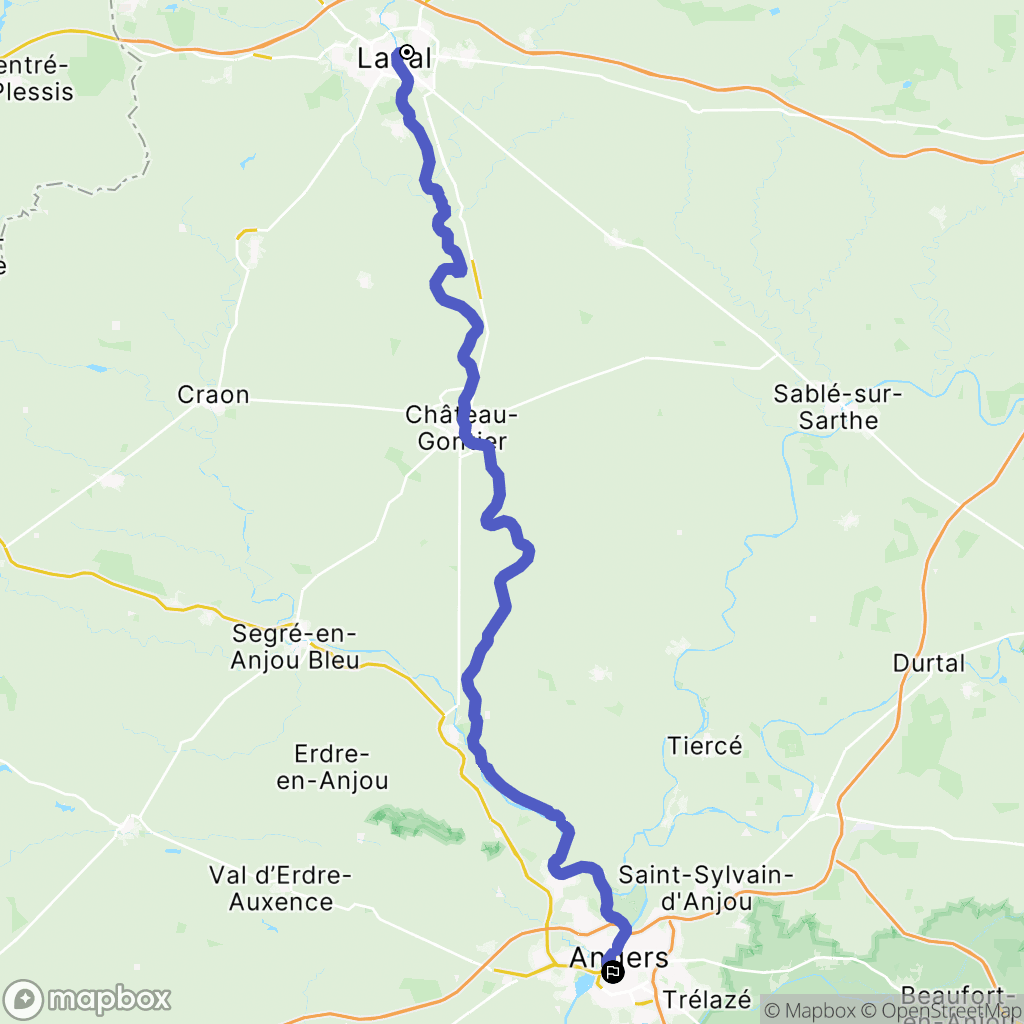 Laval : carte du parcours de randonnée - France