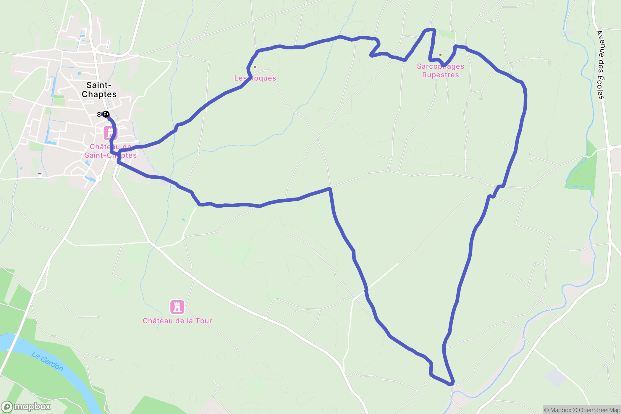 Saint-Chaptes : carte du parcours de randonnée - France