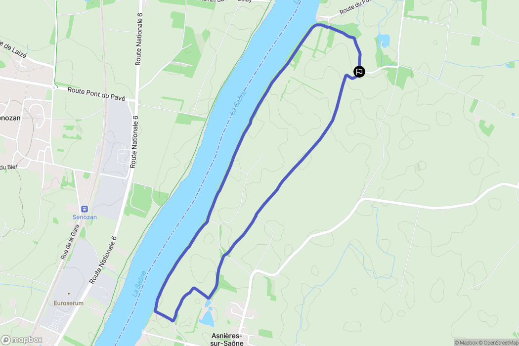 Asnières-sur-Saône : carte du parcours de randonnée - France
