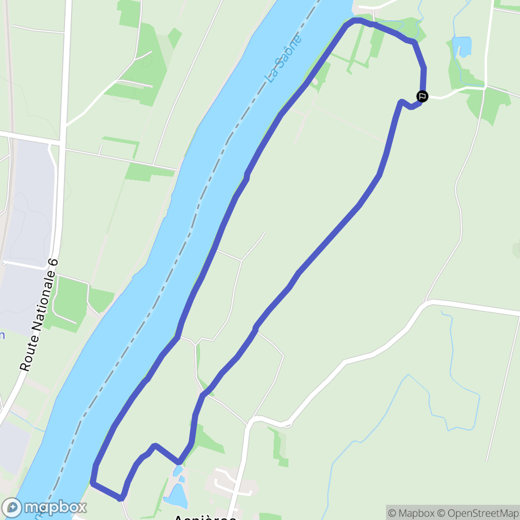 Asnières-sur-Saône : carte du parcours de randonnée - France