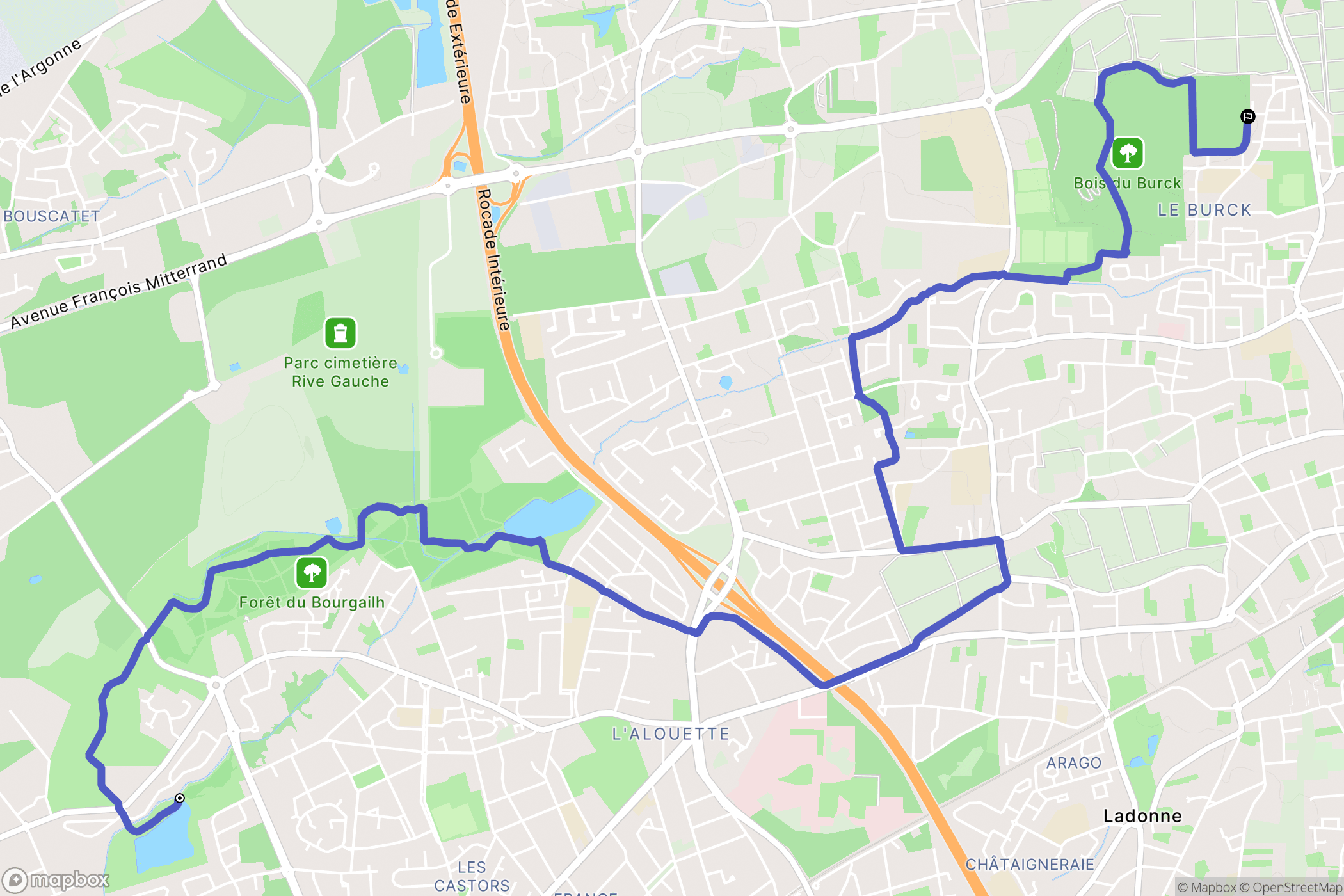 Pessac : carte du parcours de randonnée - France