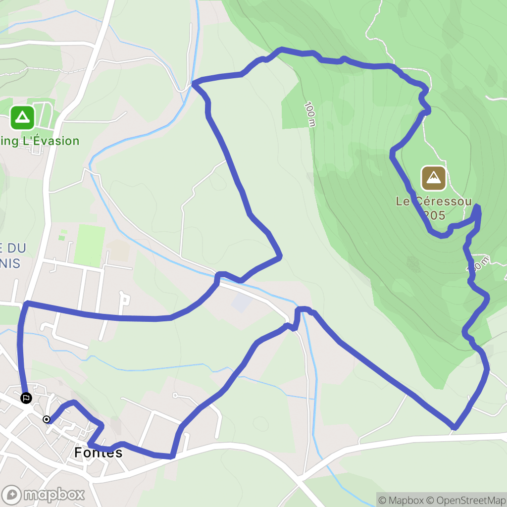 Fontès : carte du parcours de randonnée - France