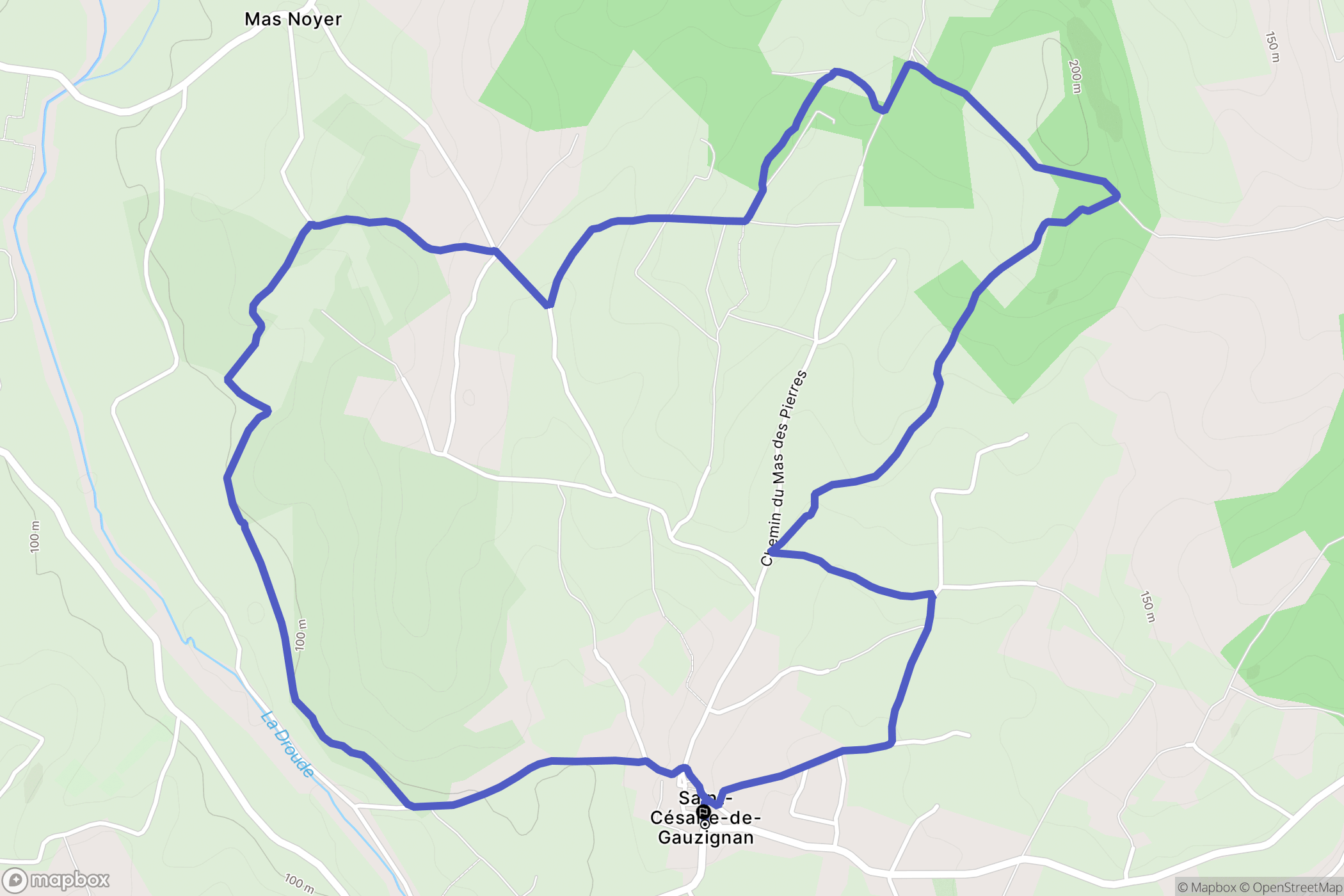 Saint-Césaire-de-Gauzignan : carte du parcours de randonnée - France