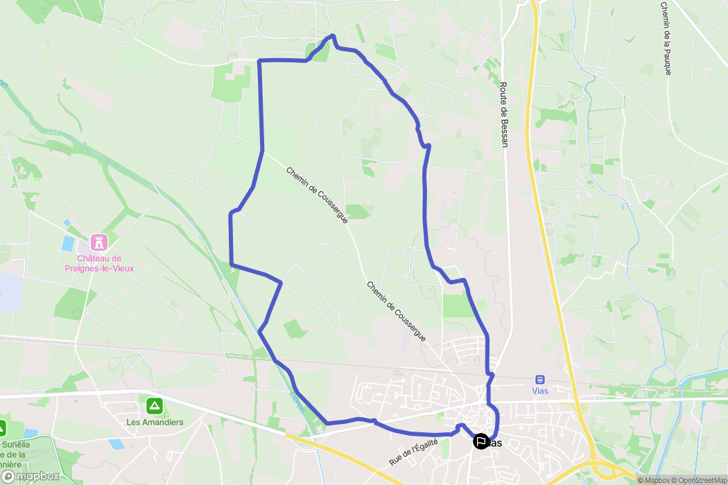 Vias : carte du parcours de randonnée - France