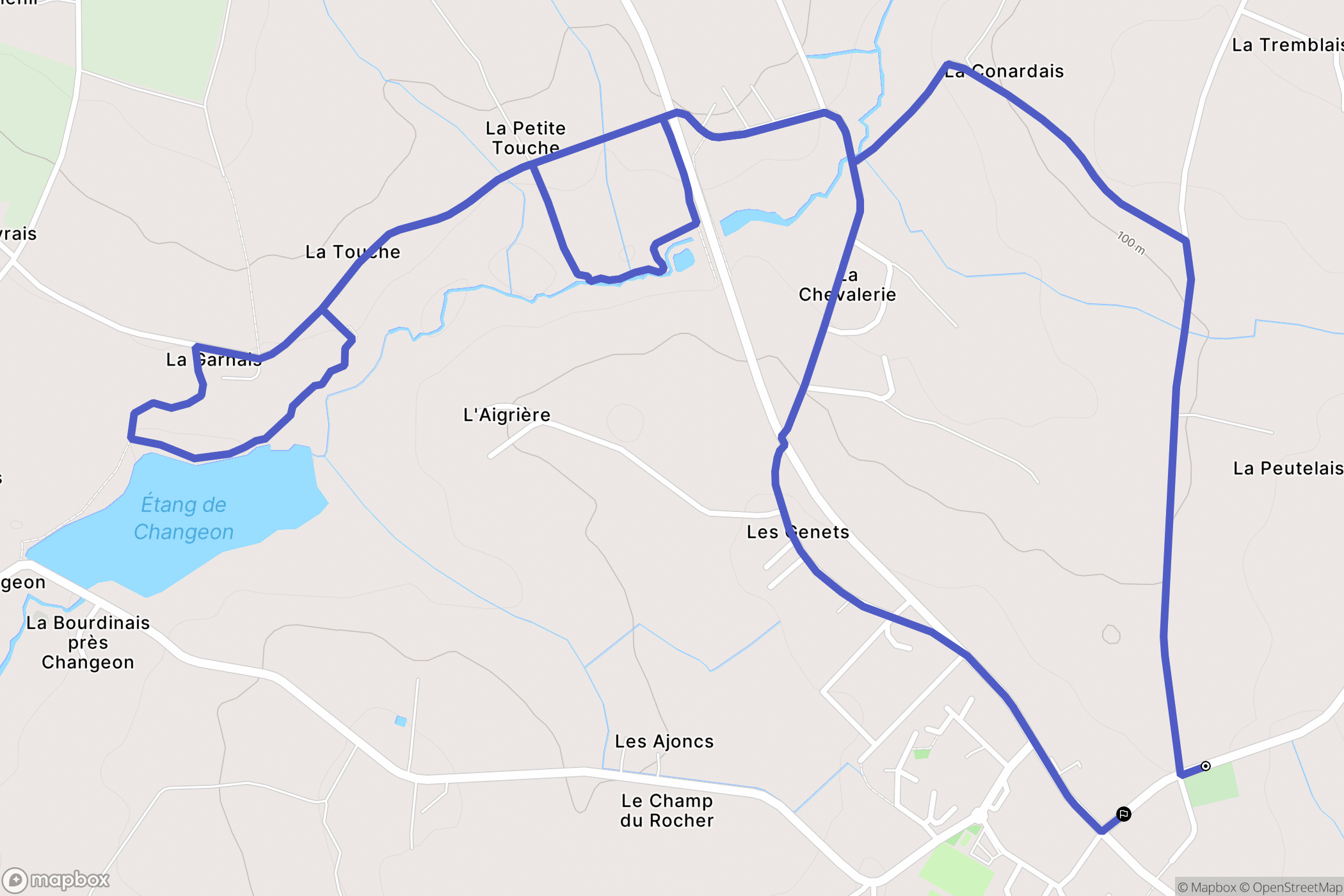 Livré-sur-Changeon : carte du parcours de randonnée - France