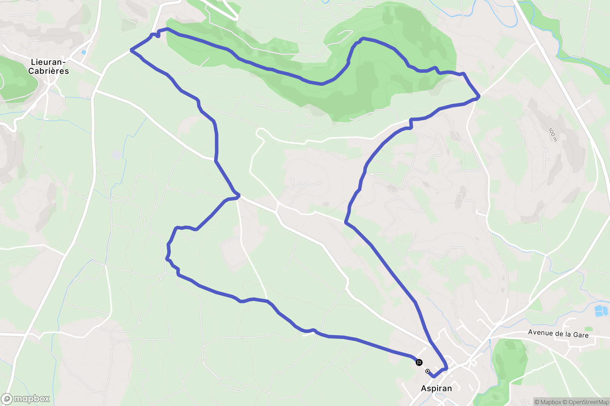 Aspiran : carte du parcours de randonnée - France