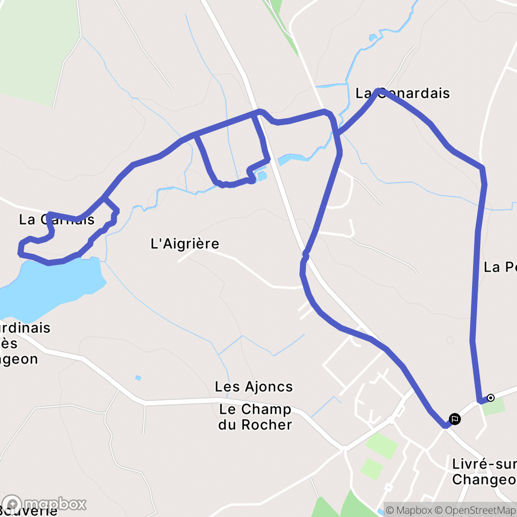 Livré-sur-Changeon : carte du parcours de randonnée - France