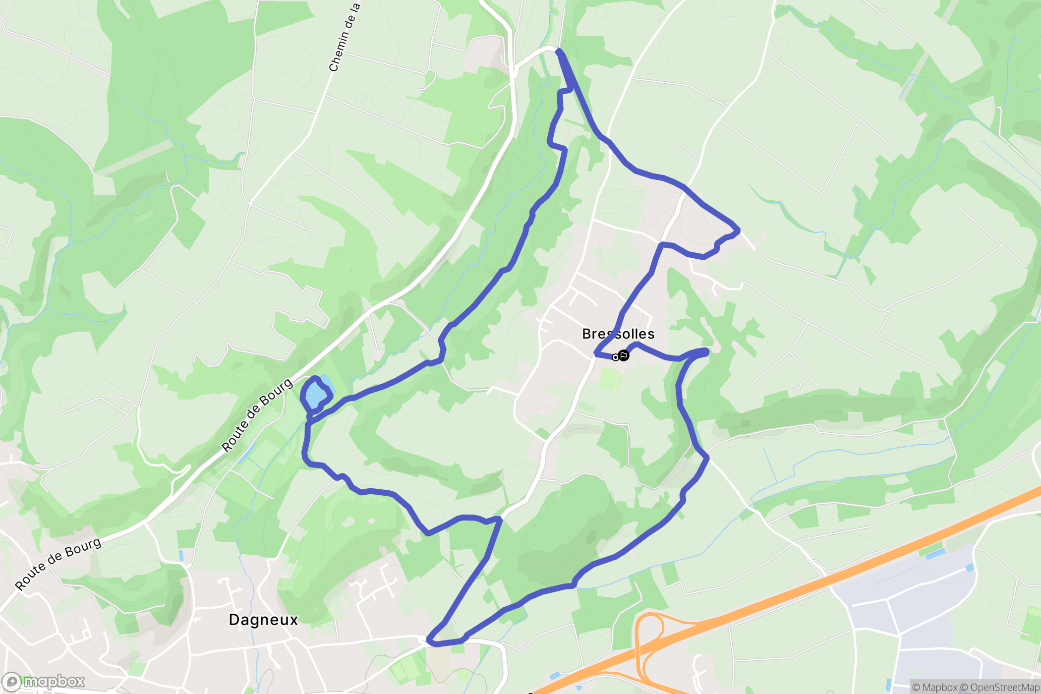 Bressolles : carte du parcours de randonnée - France