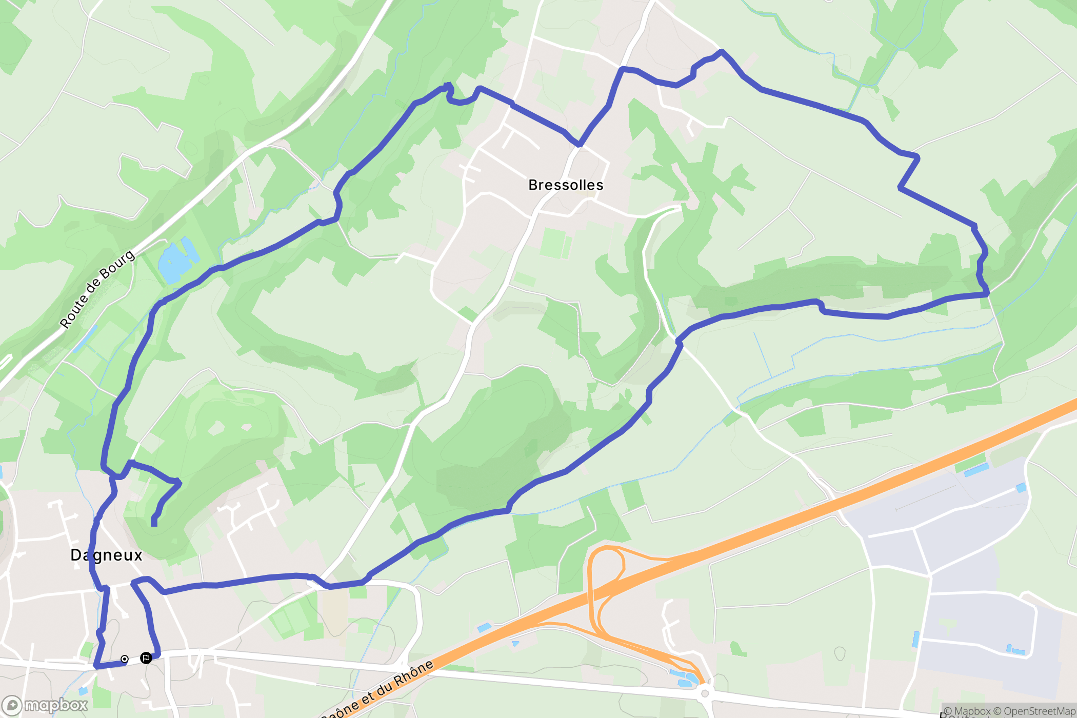 Dagneux : carte du parcours de randonnée - France