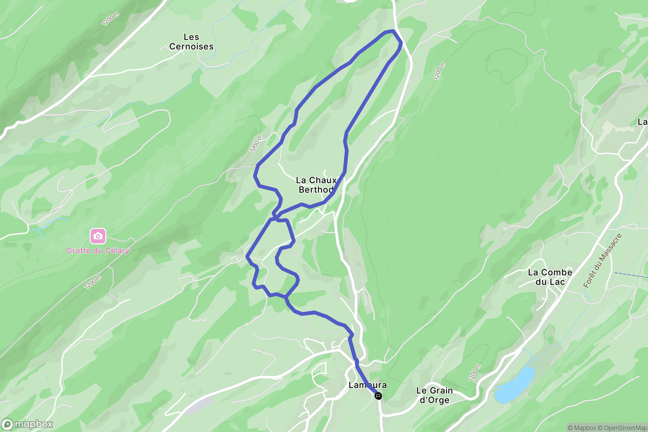 Lamoura : carte du parcours de randonnée - France