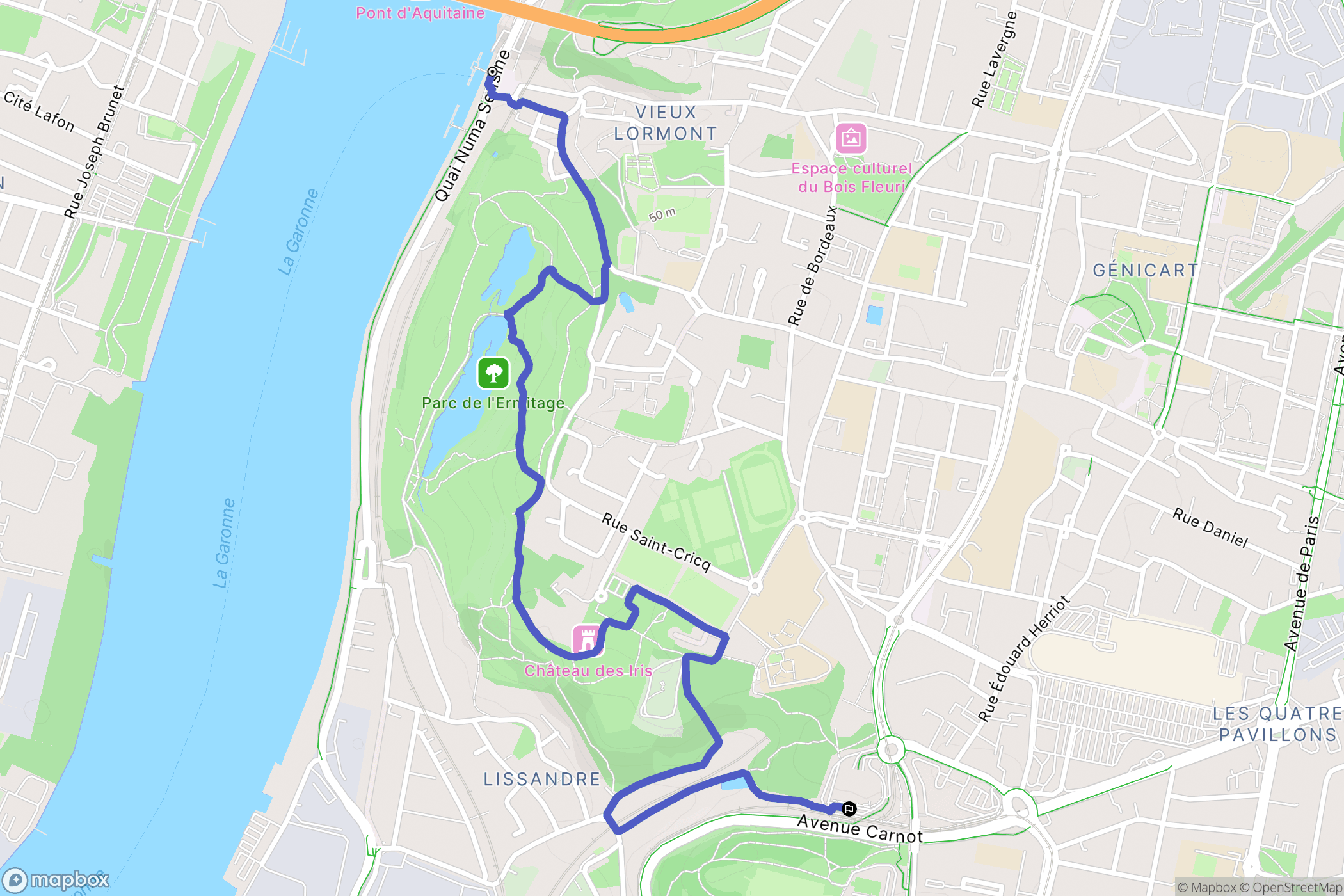 Lormont : carte du parcours de randonnée - France